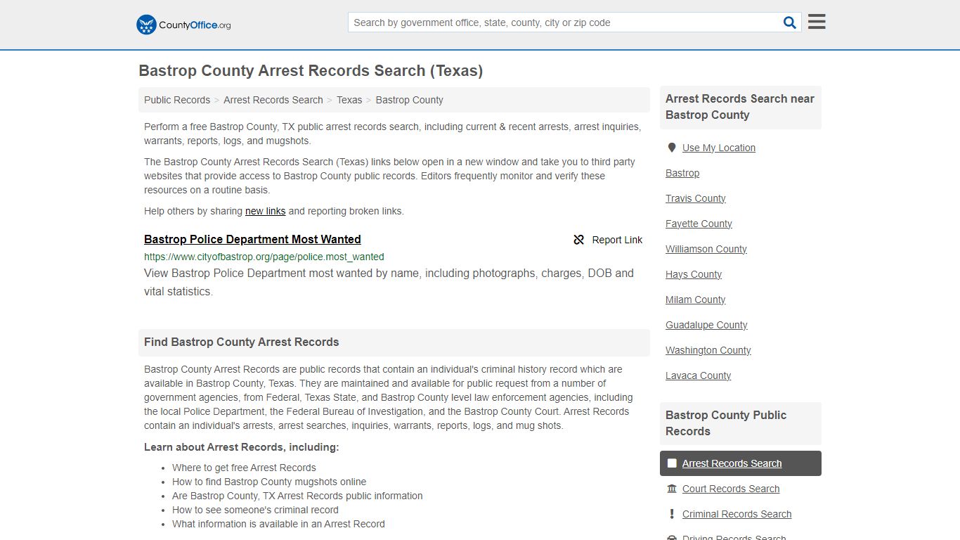 Arrest Records Search - Bastrop County, TX (Arrests & Mugshots)