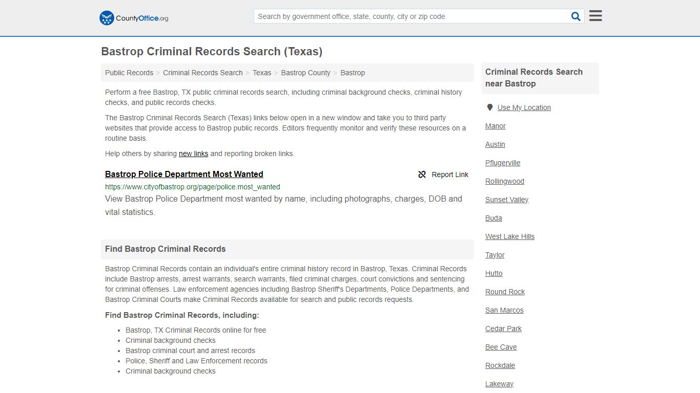 Criminal Records Search - Bastrop, TX (Arrests, Jails & Most Wanted ...